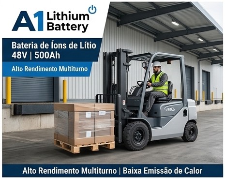Bateria de Íons de Lítio A1 Lithium 48V 500Ah para Empilhadeira Contrabalançada