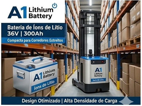 Bateria de Íons de Lítio A1 Lithium 36V 300Ah para Empilhadeiras 